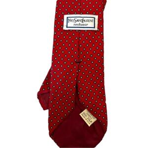 Yves Saint Laurent | Vintage Red Silk Necktie with Diamond Motif